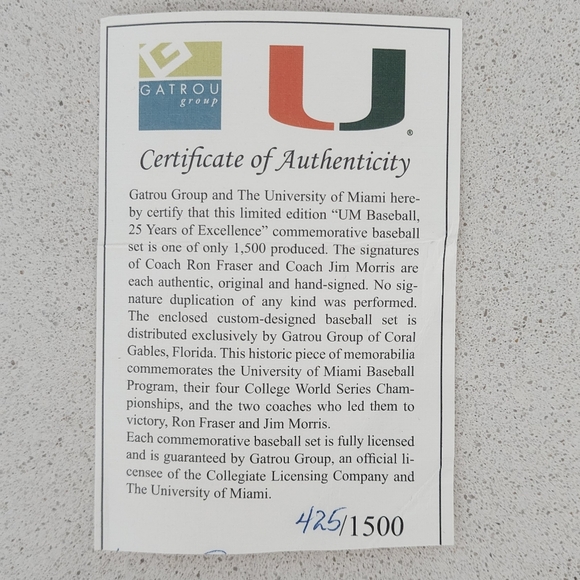 RARE UM Baseball Signed Balls 25 Years Of Excellence 425 Of 1500 Limited Edition - Picture 3 of 16